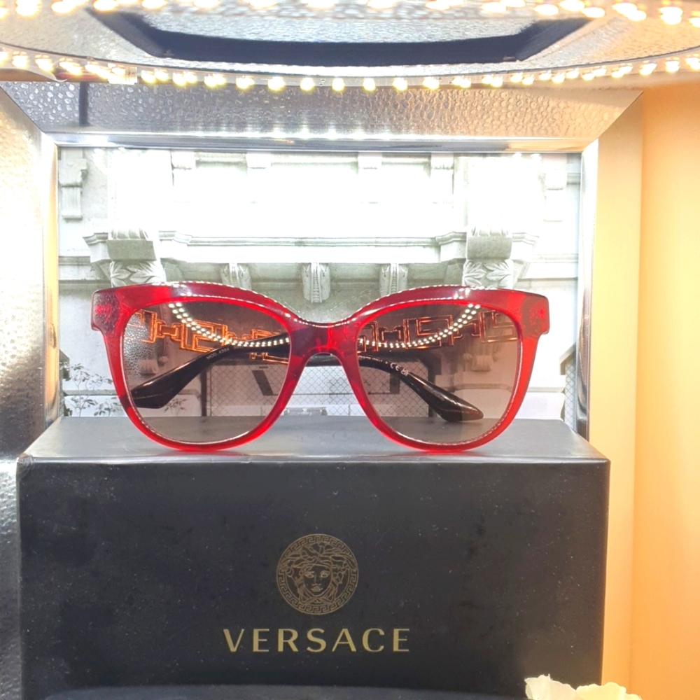 NEW💜VERSACE Bordeaux/Brown,Burgundy Sunglasses 54mm💚<Full inclusion>